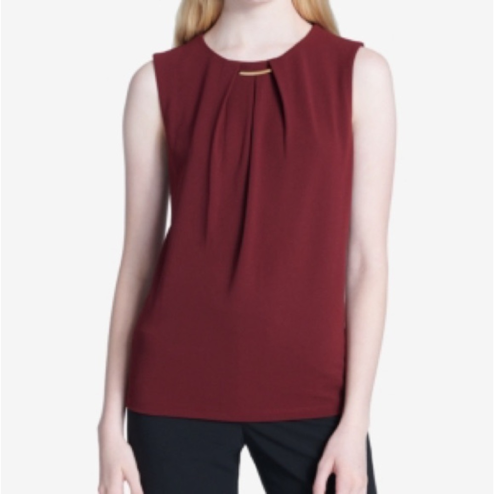 Calvin Klein Embellished Pleated Sleeveless
Top - Picture 2 of 4
